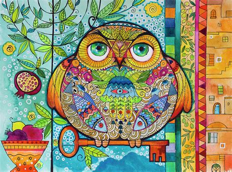 Owl Folk Art Painting