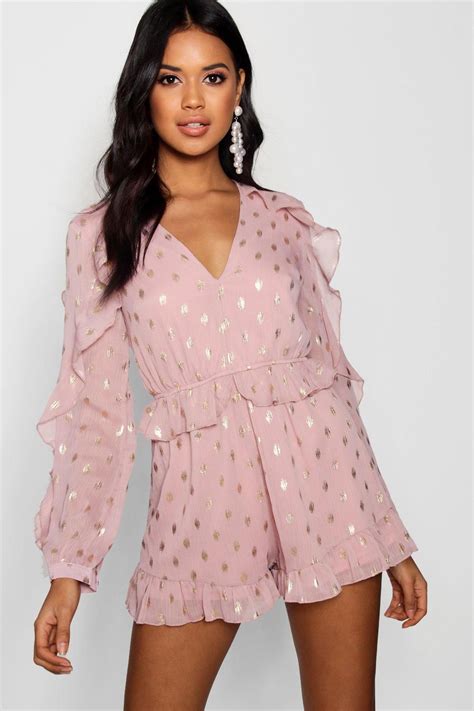 Metallic Spot Chiffon Romper Chiffon Romper Playsuit Rompers