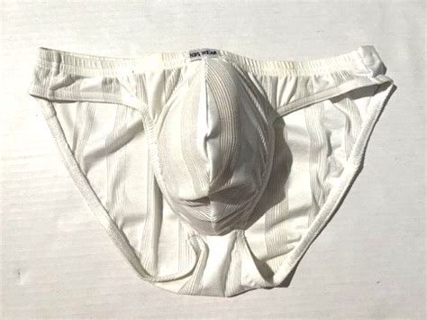 New Nds Wear Mens White Sheer Stripe Bikini Swim Brief Underwear Sz S Ebay
