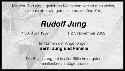 Traueranzeigen Von Rudolf Jung Trauer In Nrw De