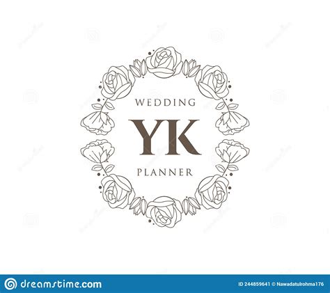 Yk Initials Letter Wedding Monogram Logos Collection Hand Drawn Modern