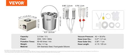 Vevor Goat Milking Machine L Stainless Steel Bucket Electric