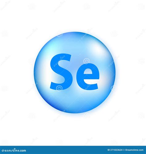 Mineral Blue Shining Pill Capsule Icon Se Selenium Stock Vector