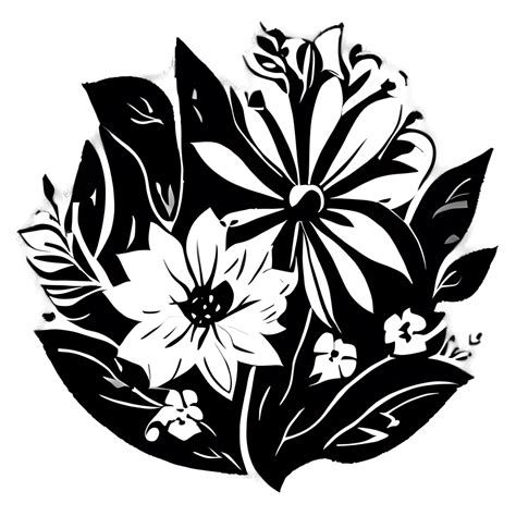 Svg Floral Silhouette Stylized Black and White · Creative Fabrica