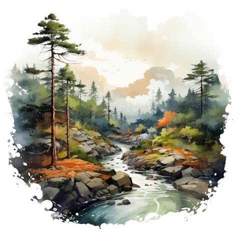 Premium Vector | Watercolor vector landscape design on white background