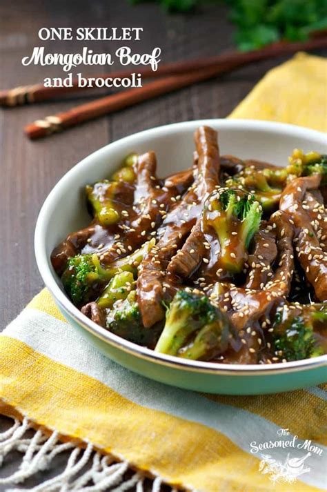 One Skillet Mongolian Beef With Broccoli The Seasoned Mom