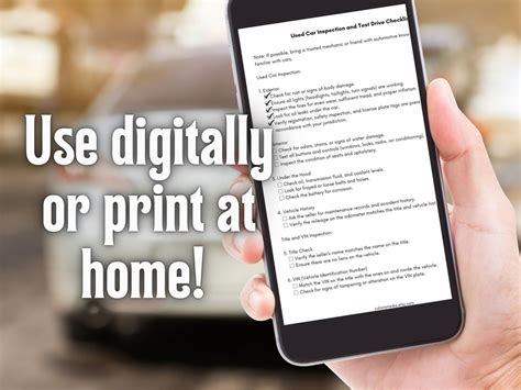 Used Car Inspection & Test Drive Checklist Printable PDF A4 and 8.5 X ...