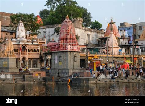 Ujjain, India - March 2021: View of the ghats of the Shipra river in ...