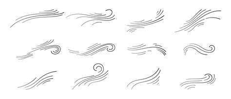 Doodle blowing wind. Hand drawn air wave icon. Outline wind movement ...