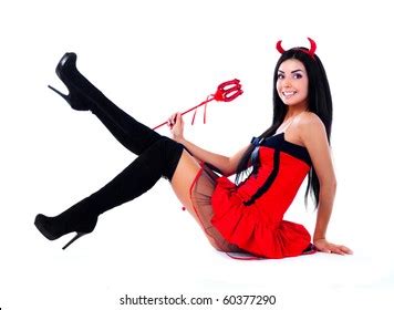 Sexy Brunette Girl Wearing Halloween Costume Stock Photo Edit Now