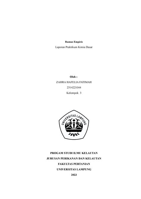 Laporan Reaksi Kimia Rumus Empiris Laporan Praktikum Kimia Dasar Oleh