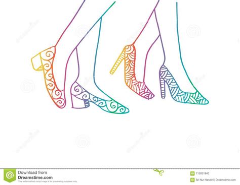 Hand Drawing Of Women Legs In Shoes Stock Vector Illustration Of Hand