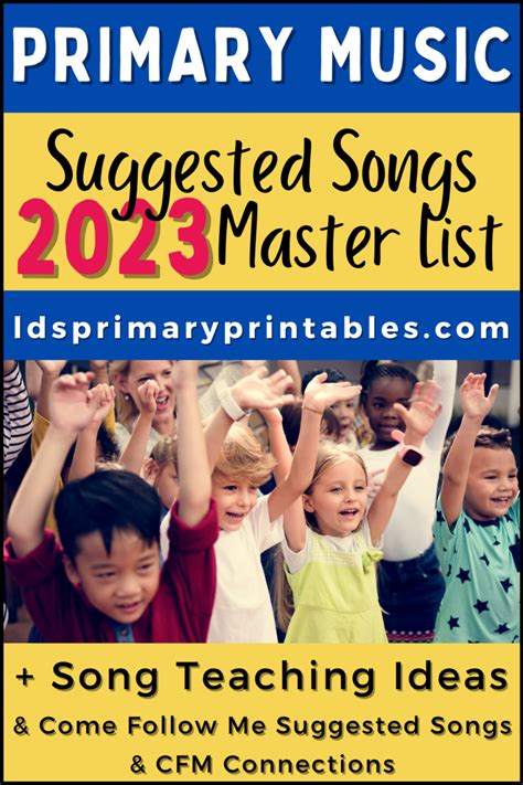 LDS Primary Singing Time Suggested Songs 2023