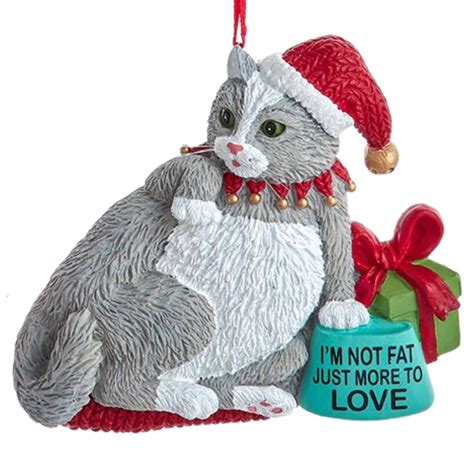 Grey Fat Cat Ornament