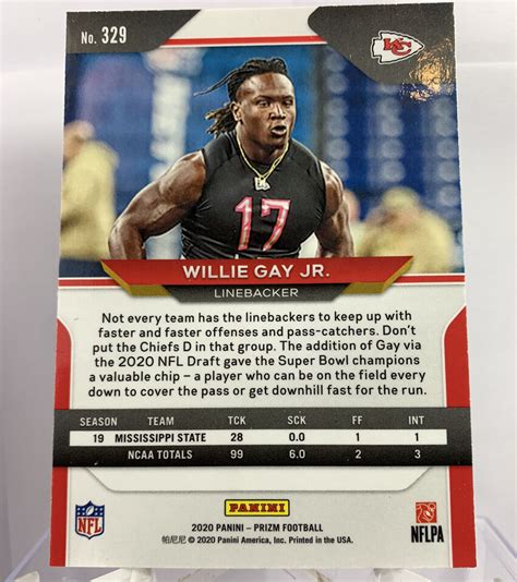 Willie Gay Jr 2020 Panini Prizm Football Rookie RC Kansas City Chiefs