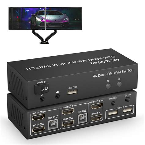 Buy Dual Monitor Hdmi Kvm Switch Port K Hz Extended Display Kvm