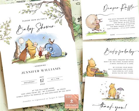 POOH Baby Shower Invitation Classic Winnie The Pooh Baby Etsy