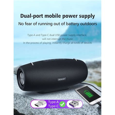 Zealot Portable Bluetooth Speaker Outdoor Waterproof S67 Black