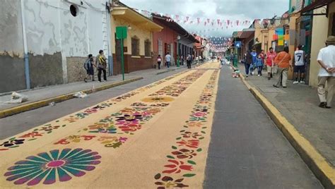 Realizan coatepecanos tapetes de aserrín en honor a San Jerónimo