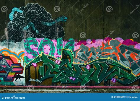 The Wall with City Graffiti Editorial Photography - Image of china, abstract: 290835812