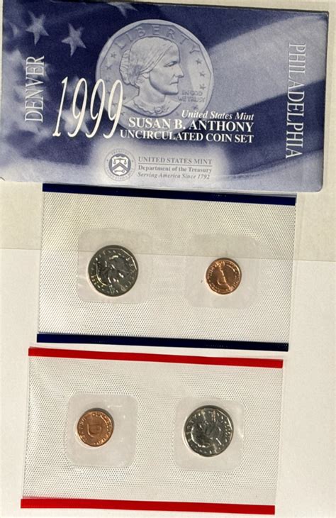 1999 Susan B Anthony Uncirculated Coin Set Denver And Philadelphia 2