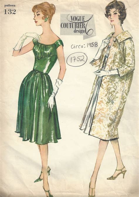 1958 Vintage VOGUE Sewing Pattern B32 DRESS COAT 1752 Etsy