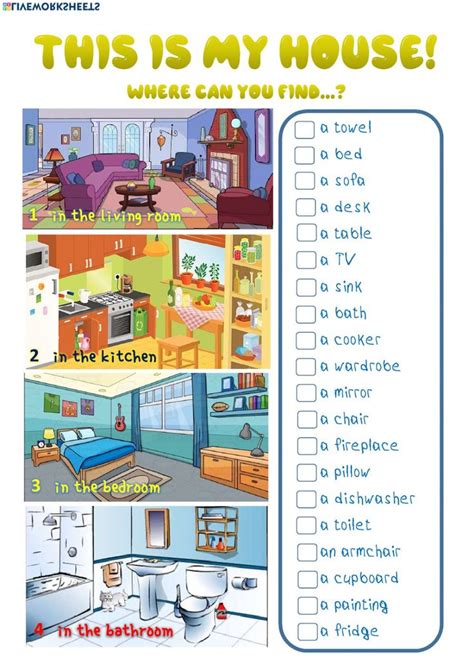 My House Furniture Interactive Worksheet