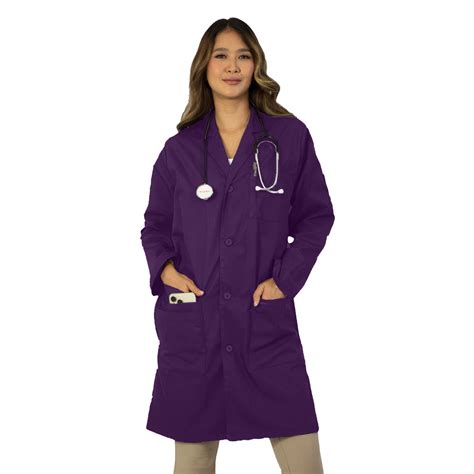 heedfit men lab coat poly cotton medical workwear   purple