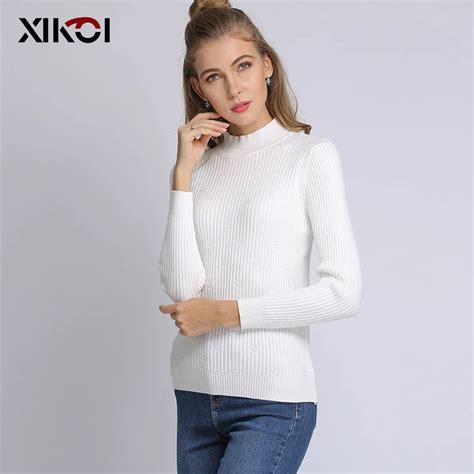 Xikoi 2018 New Autumn Winter Regular Solid Flat Knitted Pullovers