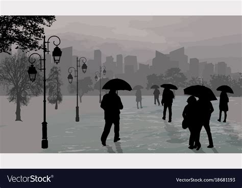 Umbrella And Rain Silhouette