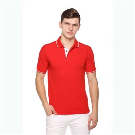 Men S Solid Cotton Blend Regular Fit Polo Neck Half Sleeve Highline T