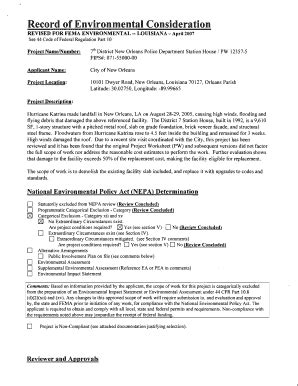 Fillable Online Fema Record Of Environmental Consideration Fema