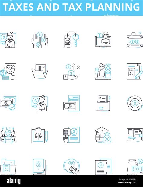 Taxes And Tax Planning Vector Line Icons Set Taxes Taxation Taxation