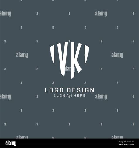 Initials Vk Logo Shield Guard Shape Creative Logo Design Concept