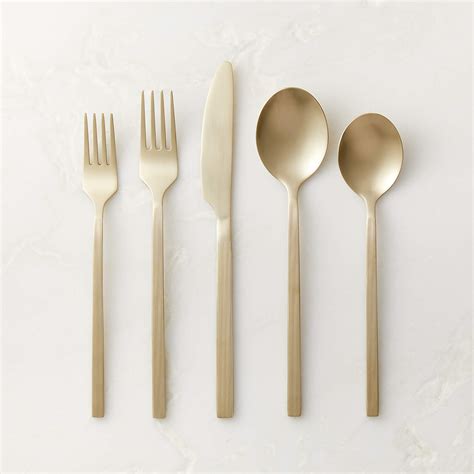 20 Piece Modern Parallel Brushed Champagne Gold Flatware Set Reviews