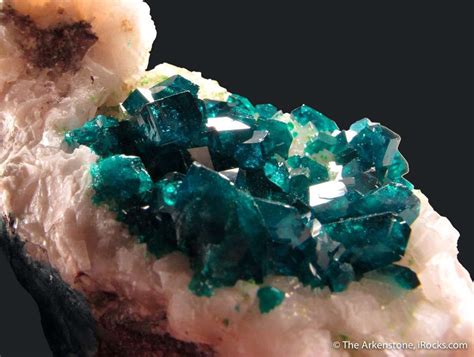 Dioptase On Calcite With Duftite Tsu Tsumeb Mine Namibia