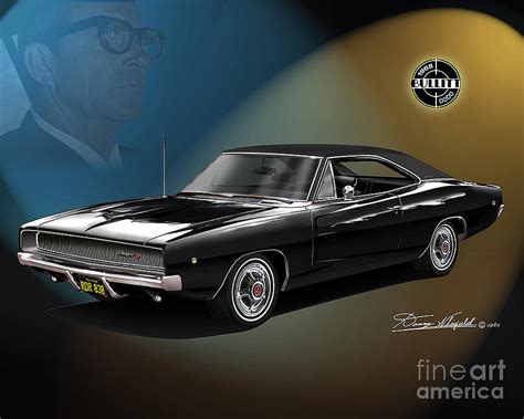 1968 Dodge Charger Bullitt Featuring Bill Hickman Drawing by Danny ...