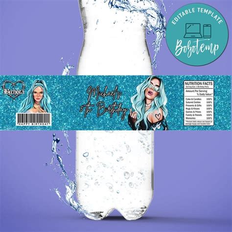 Customizable Karol G Birthday Water Bottle Label Template Instant