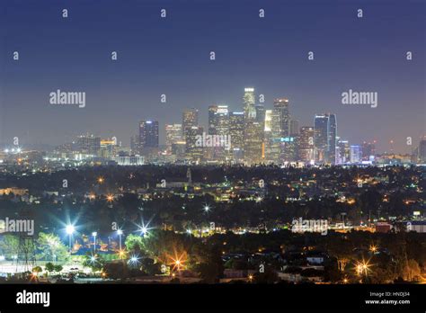 Night View Of Los Angeles Downtown Skyline From Baldwin Hills Scenic