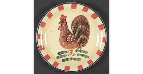 Red Check Rooster Dinner Plate By Sko Replacements Ltd