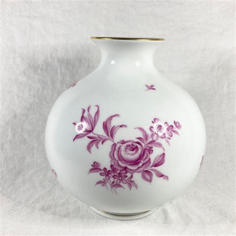 Large Augarten Vienna Porcelain Vase Pink Maria Theresia Flower