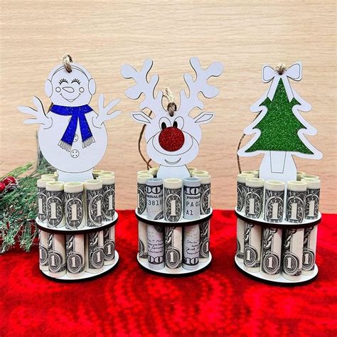 Pack Christmas Unique Money Holder Handmade Wooden Christmas Tree