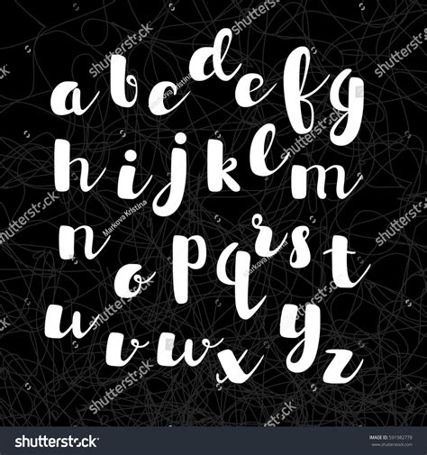 Latin Alphabet Lowercase Letters Cursive Font Stock Vector Royalty