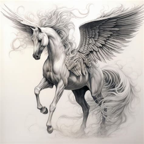 Premium AI Image | Pencil sketch beautiful fantasy unicorn winged ...