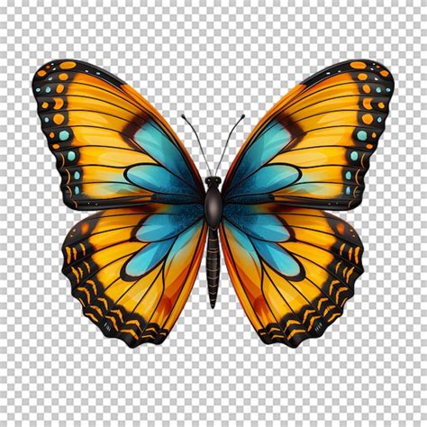 Ilustración de mariposa colorida en un fondo transparente Archivo PSD