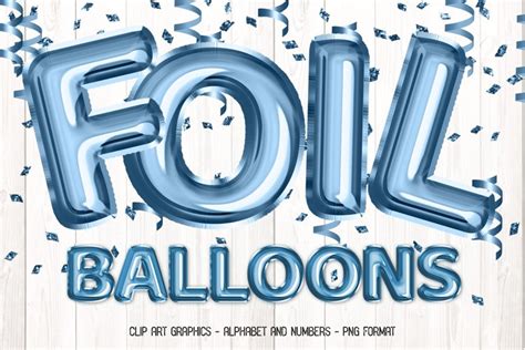 Dusty Blue Foil Balloon Alphabet Clipart