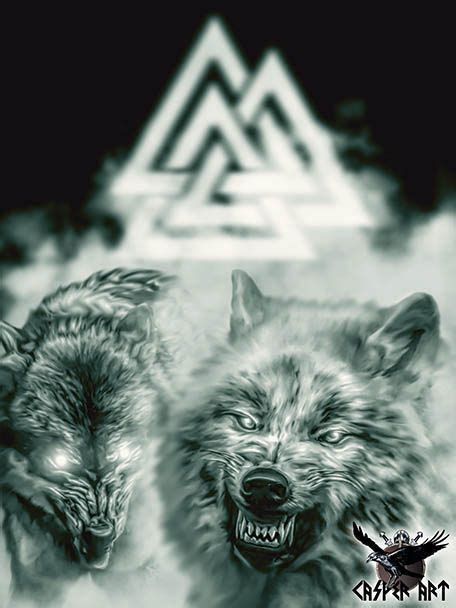 Odin's wolves Geri and Freki | Wolf tattoos, Norse tattoo, Vikings ...