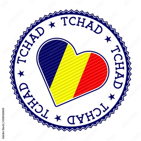 Chad Heart Badge Vector Logo Of Chad With Name Of The Country In