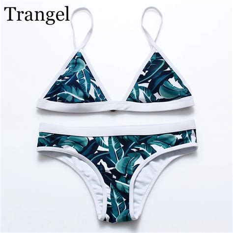 Trangel Swimwear Women Leaf Print Bikini Brazilian Woman New Summer