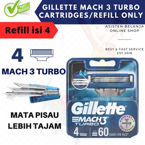 Jual Gillette Mach 3 TURBO Mach3 Gilette Razor Handle Cartridges